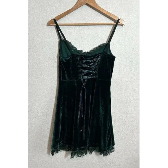 Killstar Moonstruck Velvet Skater Dress M Green - Picture 4 of 11